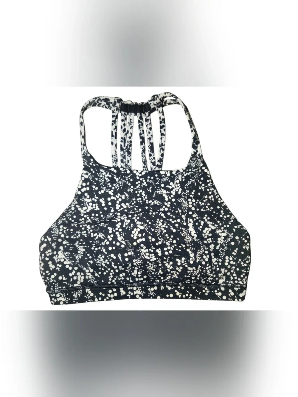 Lululemon Free to Be Serene High Neck Bra Night View White Black Size 4
